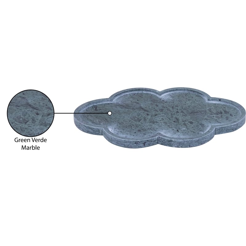 Meridian Furniture Rimini Green Clover Shaped Marble Tray