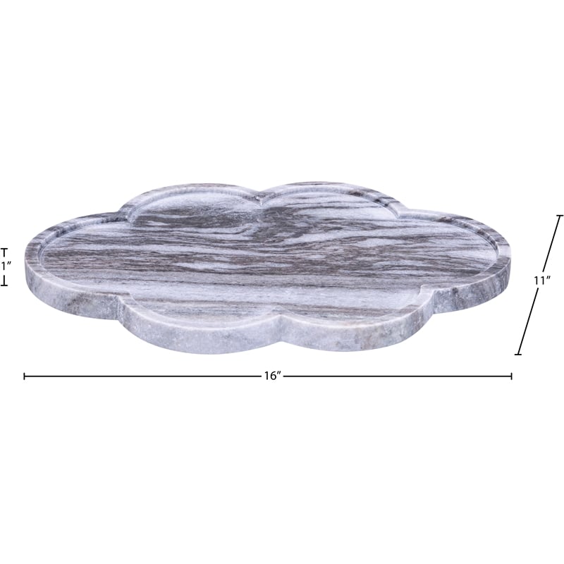 Meridian Furniture Rimini Panda Clover Shaped Marble Tray