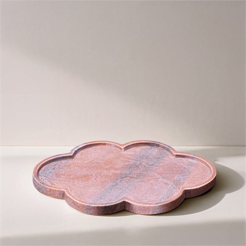 Meridian Furniture Rimini Pink Clover Shaped Marble Tray