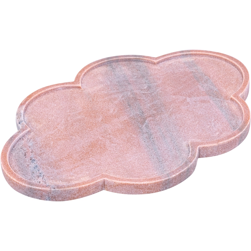 Meridian Furniture Rimini Pink Clover Shaped Marble Tray