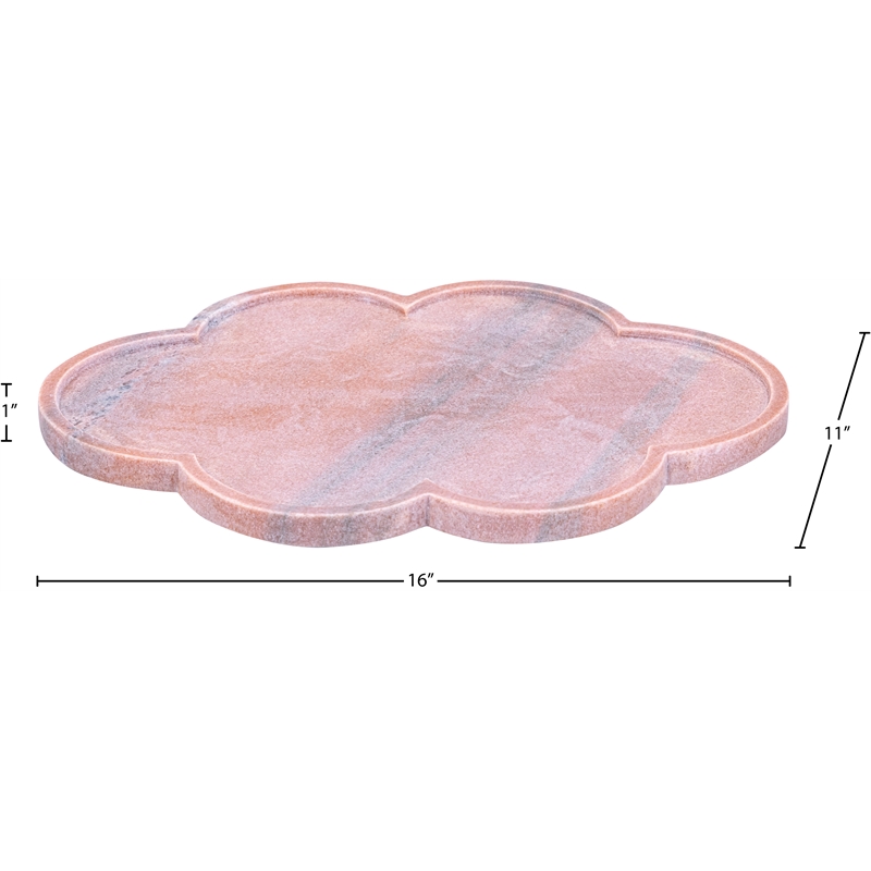 Meridian Furniture Rimini Pink Clover Shaped Marble Tray