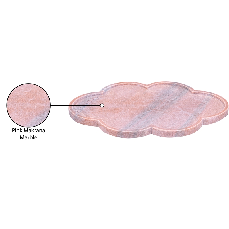 Meridian Furniture Rimini Pink Clover Shaped Marble Tray