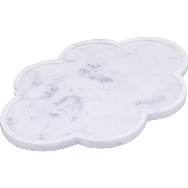 Meridian Furniture Rimini White Clover Shaped Marble Tray