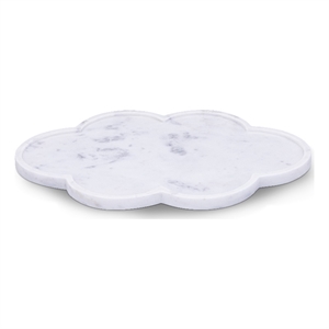Meridian Furniture Rimini White Clover Shaped Marble Tray