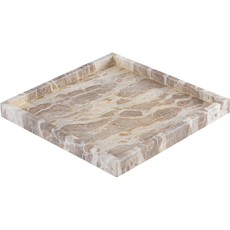 Meridian Furniture Barletta Beige Square Marble Tray