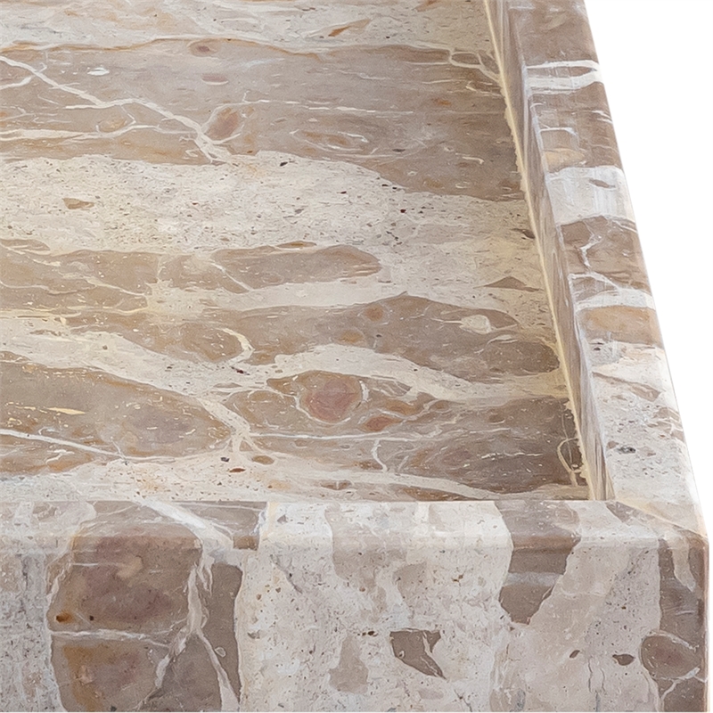 Meridian Furniture Barletta Beige Square Marble Tray