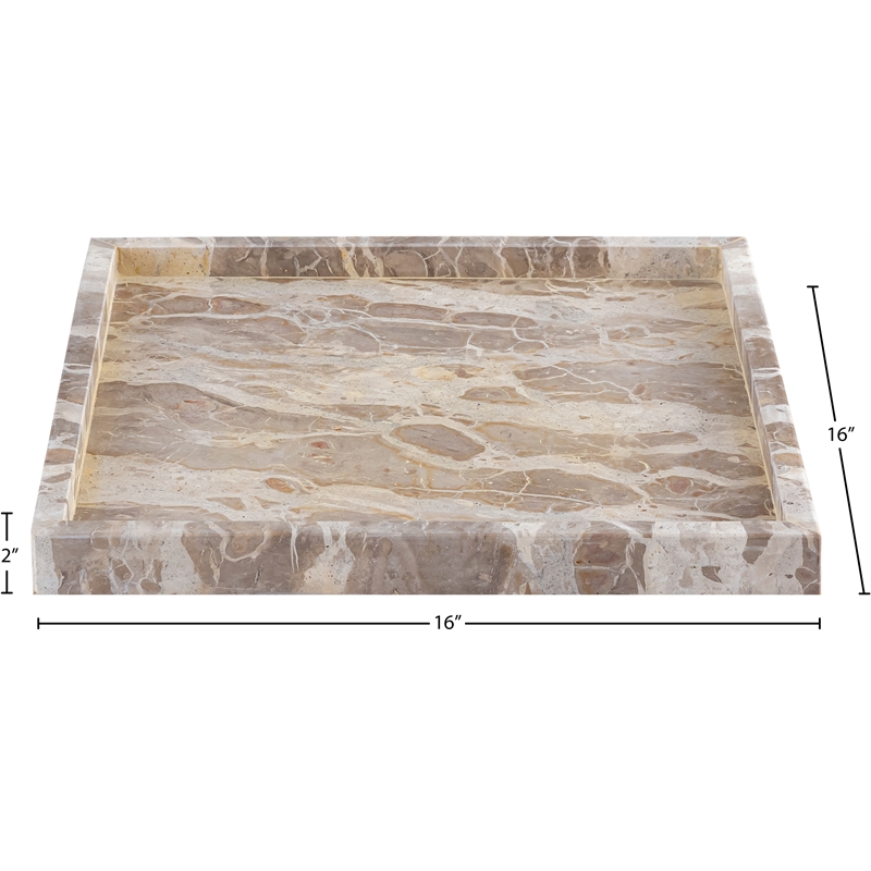 Meridian Furniture Barletta Beige Square Marble Tray