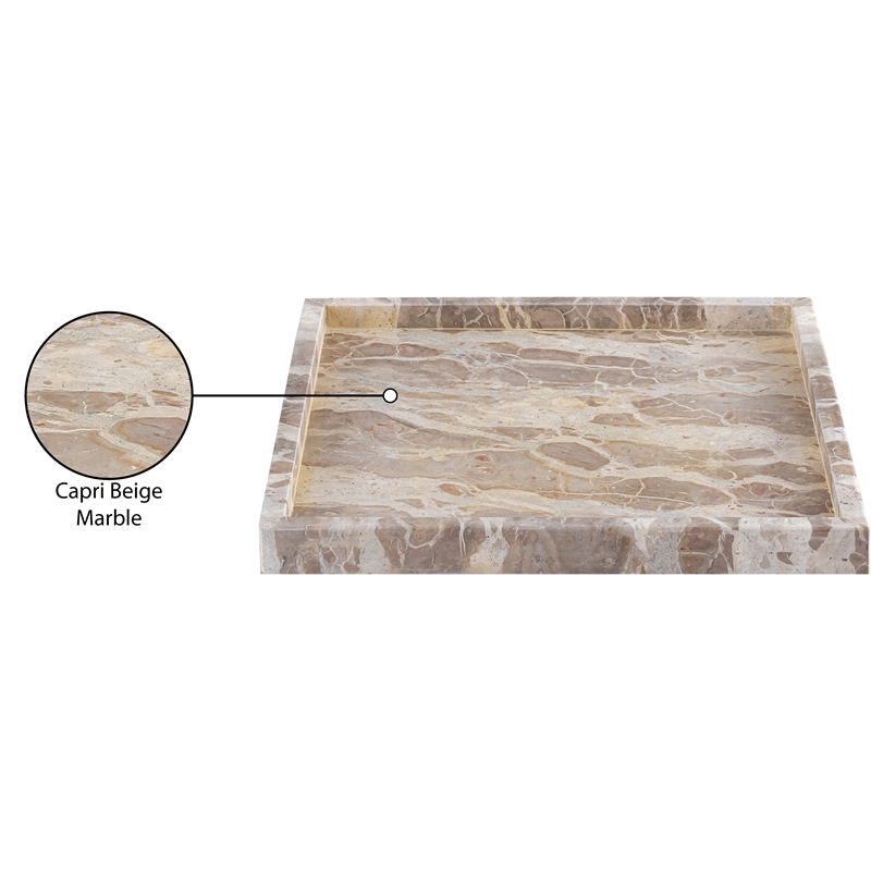 Meridian Furniture Barletta Beige Square Marble Tray