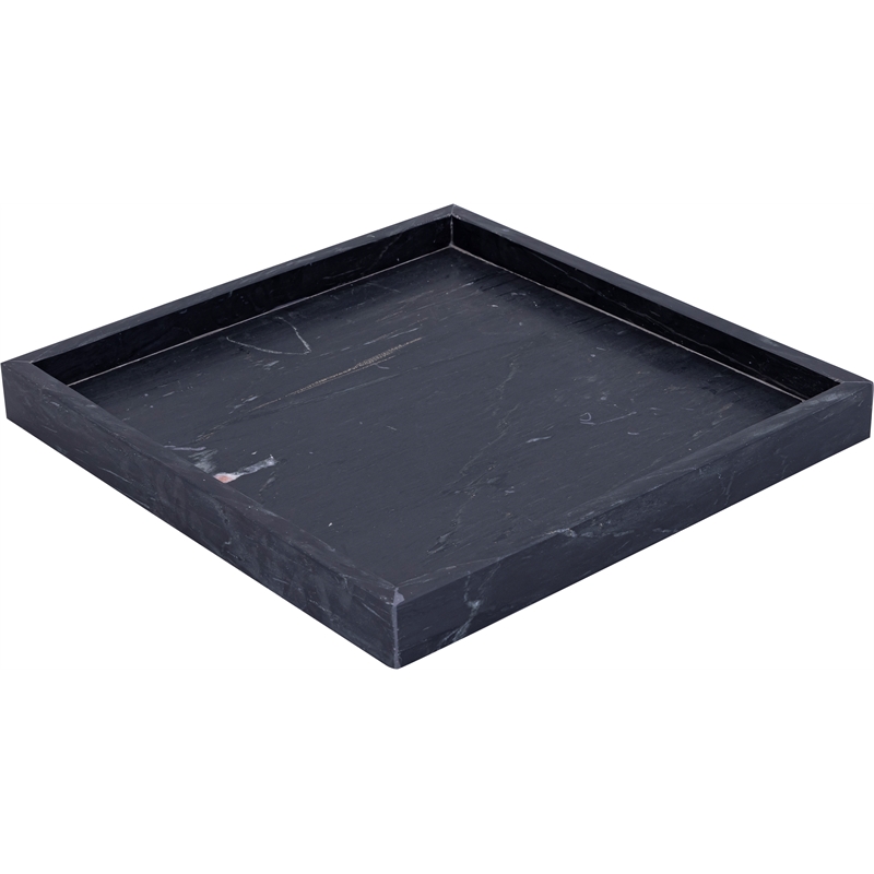 Meridian Furniture Barletta Black Square Marble Tray