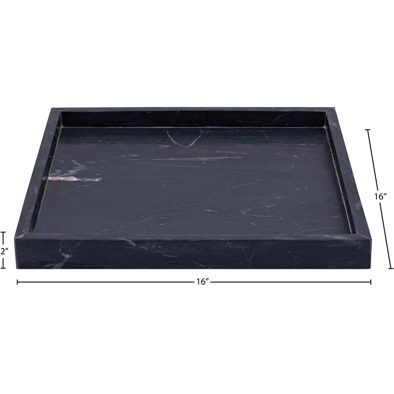 Meridian Furniture Barletta Black Square Marble Tray