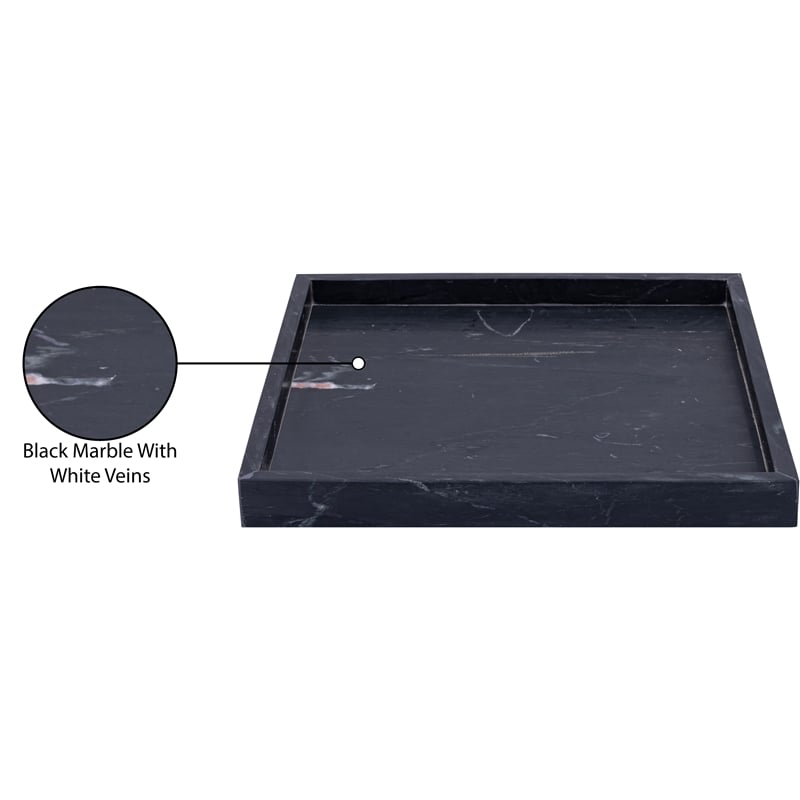 Meridian Furniture Barletta Black Square Marble Tray