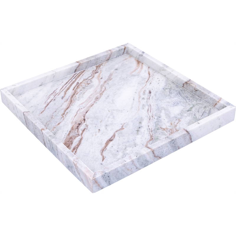 Meridian Furniture Barletta Brown Square Marble Tray