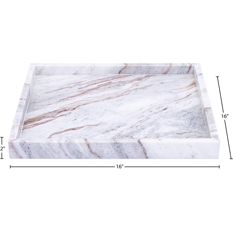 Meridian Furniture Barletta Brown Square Marble Tray