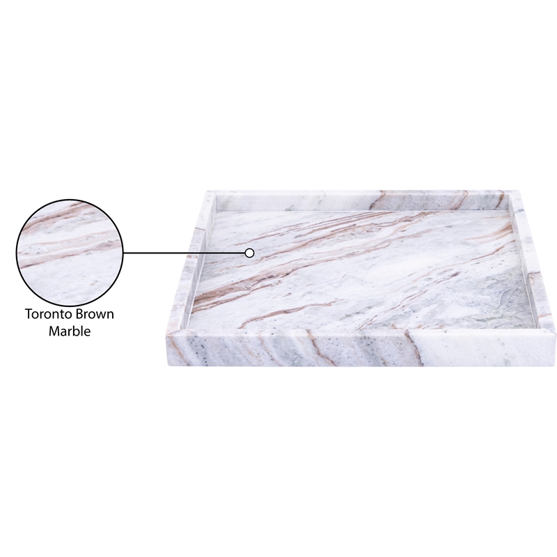 Meridian Furniture Barletta Brown Square Marble Tray