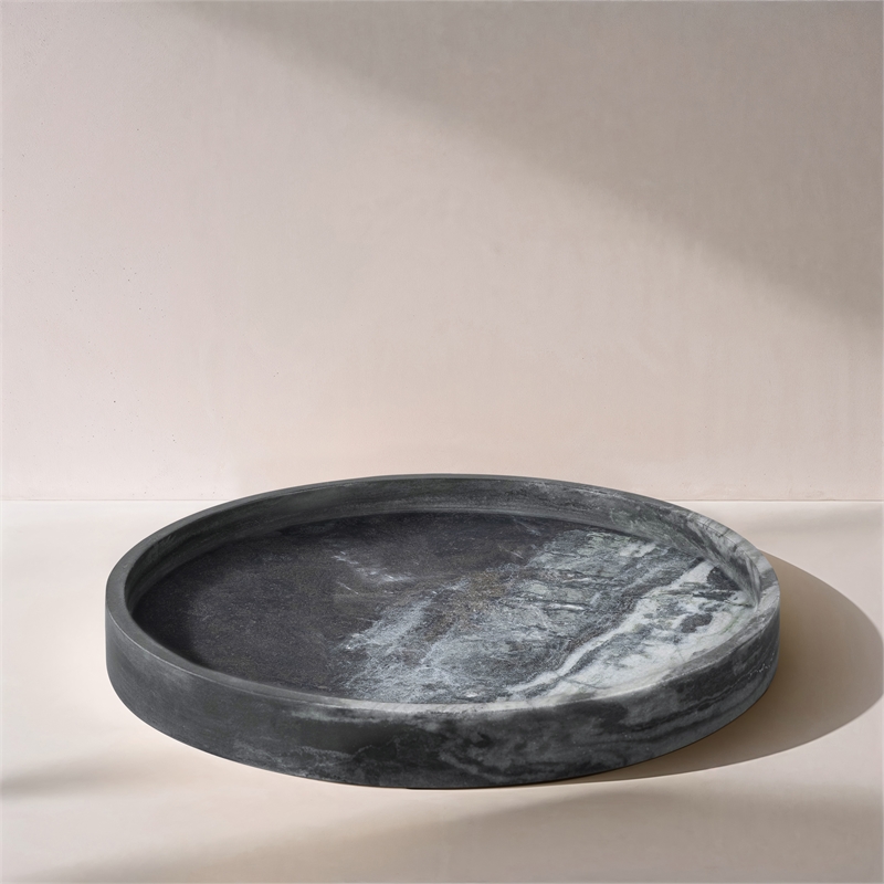 Meridian Furniture Barletta Panda Round Marble Tray
