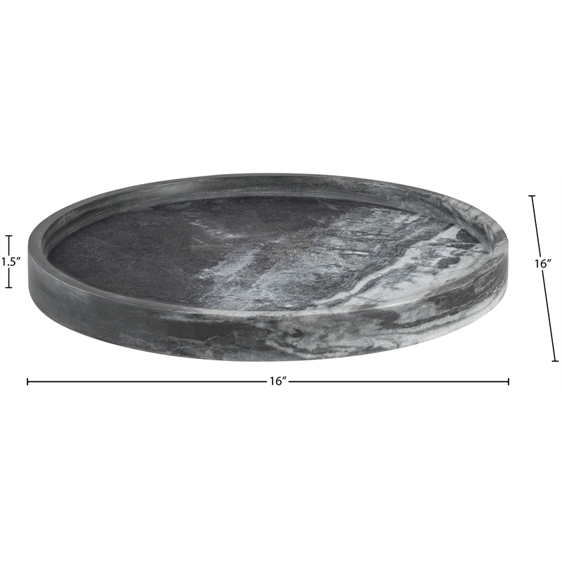 Meridian Furniture Barletta Panda Round Marble Tray