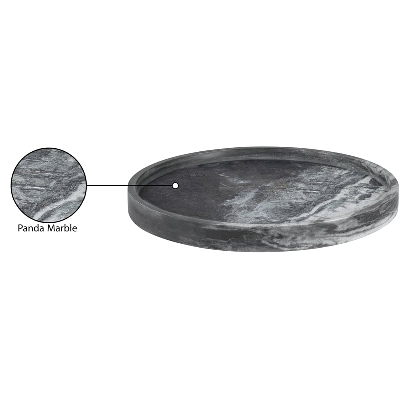 Meridian Furniture Barletta Panda Round Marble Tray