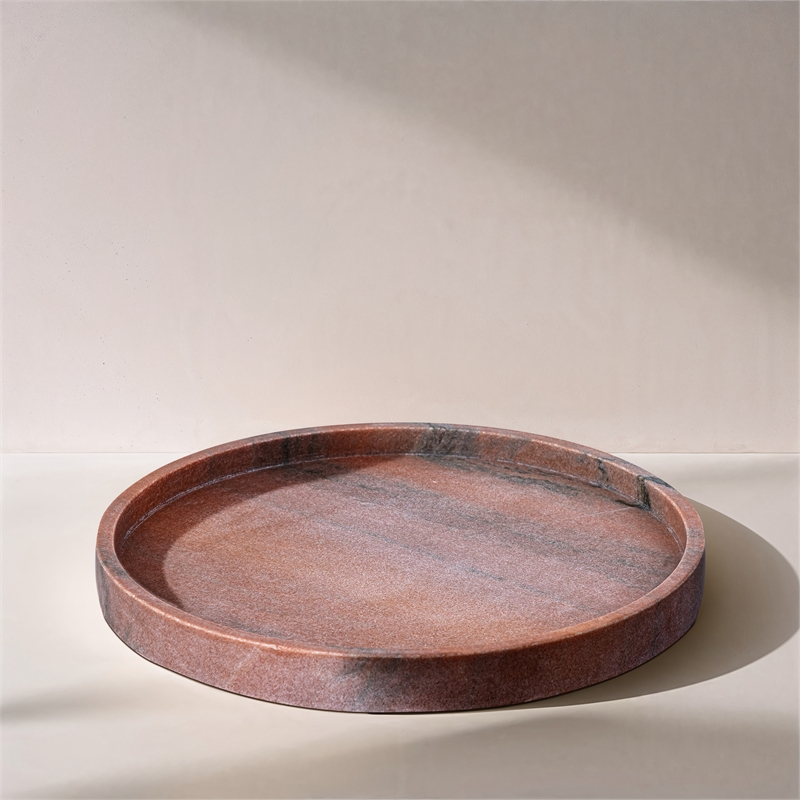 Meridian Furniture Barletta Pink Round Marble Tray