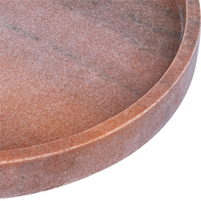 Meridian Furniture Barletta Pink Round Marble Tray