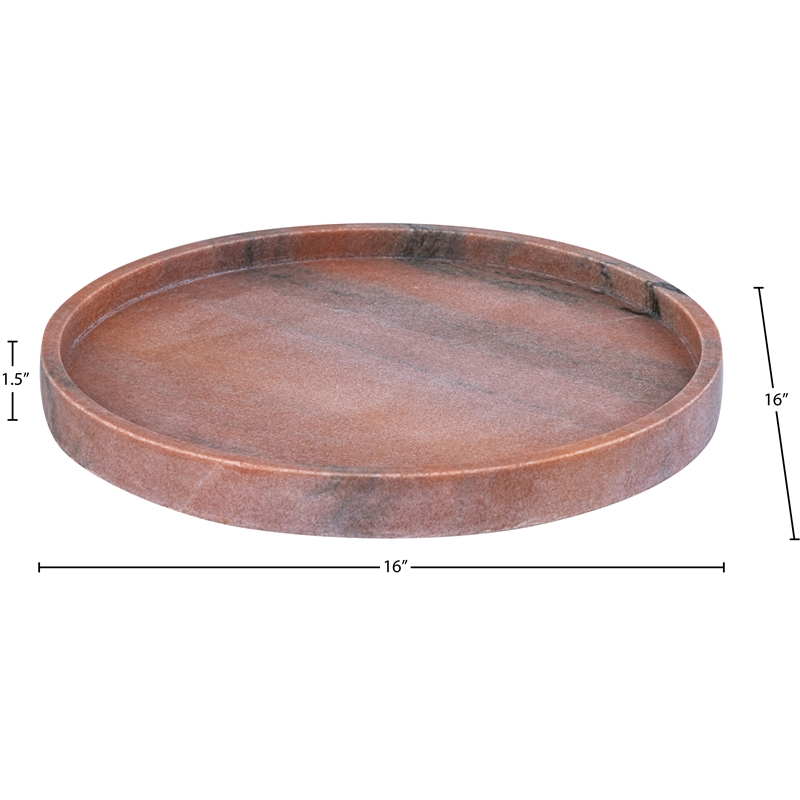Meridian Furniture Barletta Pink Round Marble Tray