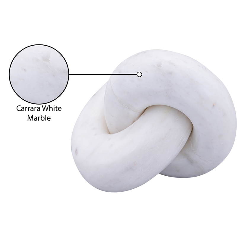 Meridian Furniture Knot White Marble Decorative Knot