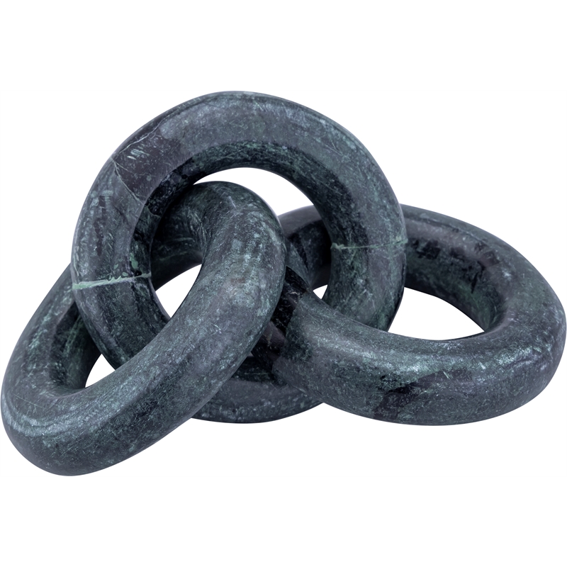 Meridian Furniture Rings Green Marble Decorative Chain Links