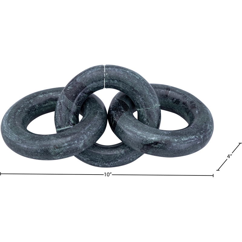 Meridian Furniture Rings Green Marble Decorative Chain Links