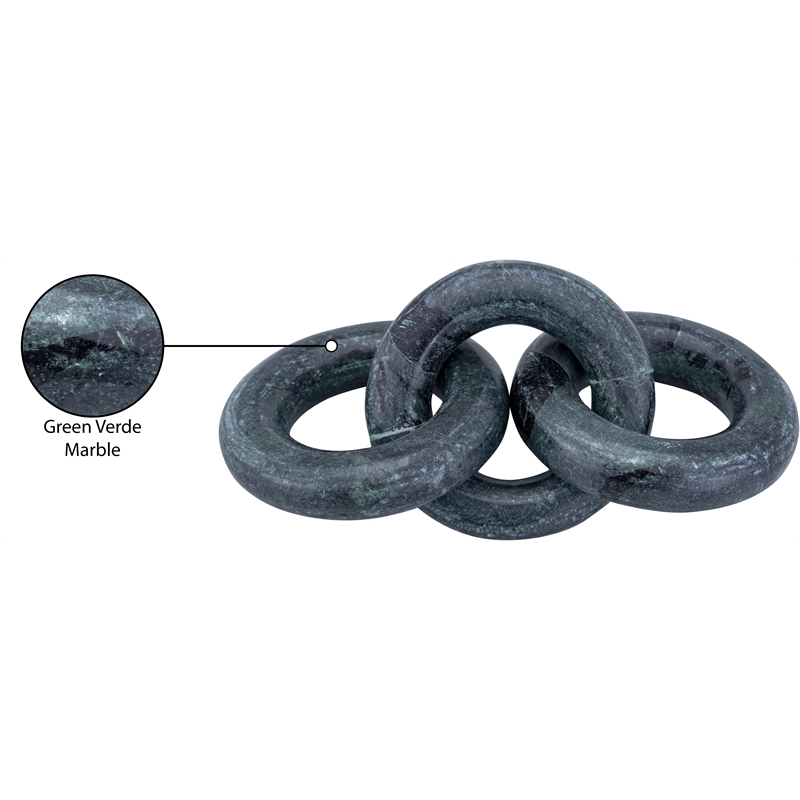 Meridian Furniture Rings Green Marble Decorative Chain Links
