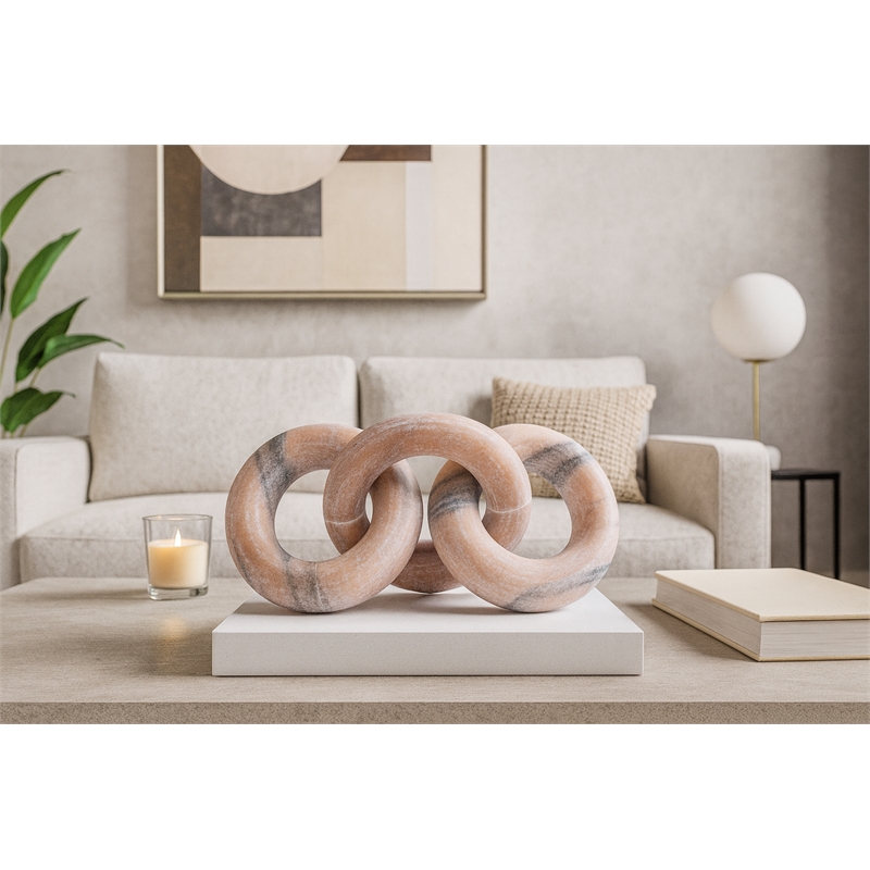Meridian Furniture Rings Pink Marble Decorative Chain Links