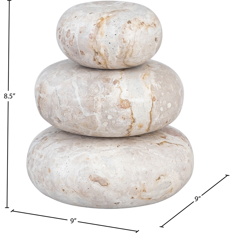 Meridian Furniture Pumpkin Beige Marble 3pc. Decorative Object