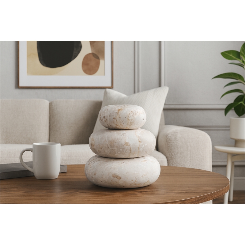 Meridian Furniture Pumpkin Beige Marble 3pc. Decorative Object