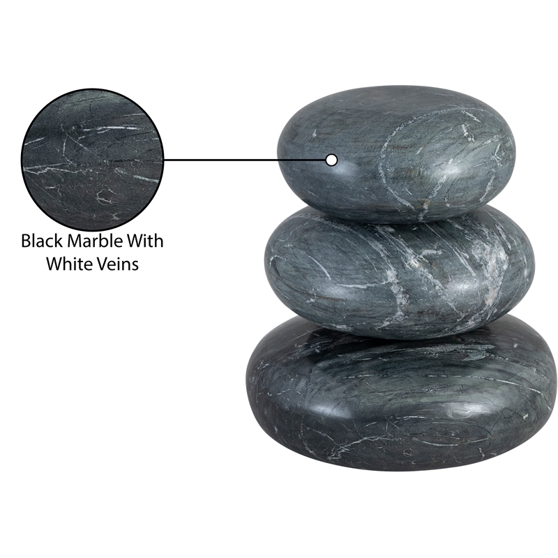 Meridian Furniture Pumpkin Black Marble 3pc. Decorative Object
