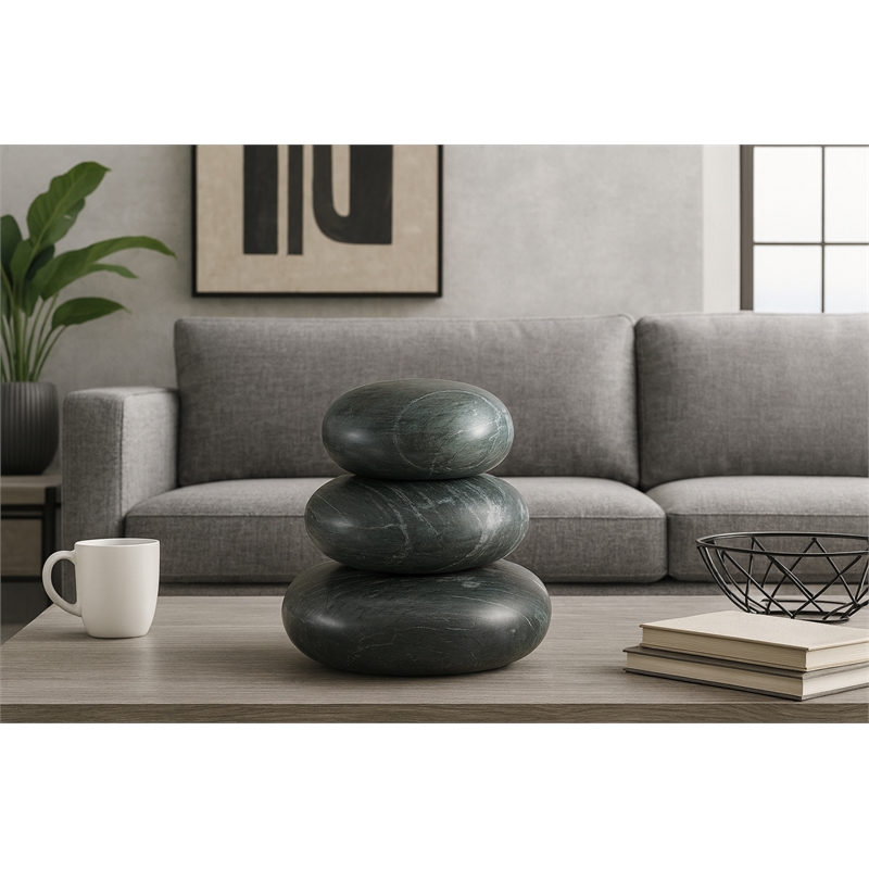 Meridian Furniture Pumpkin Black Marble 3pc. Decorative Object