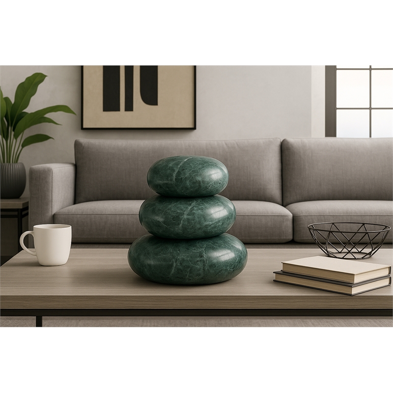 Meridian Furniture Pumpkin Green Marble 3pc. Decorative Object