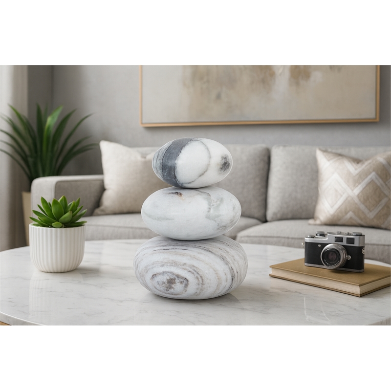 Meridian Furniture Pumpkin Panda Marble 3pc. Decorative Object