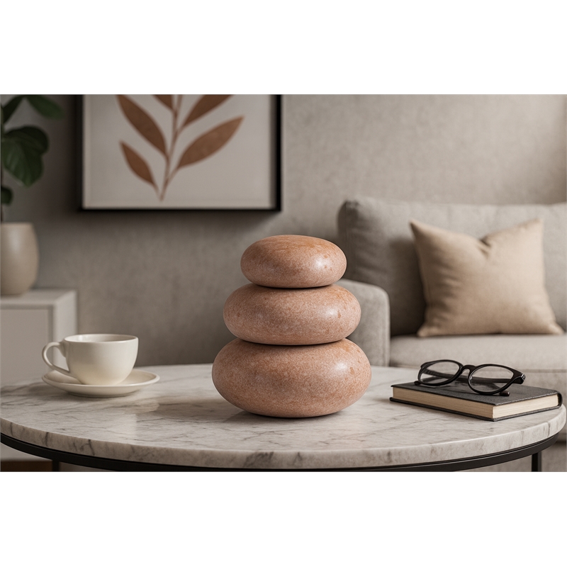 Meridian Furniture Pumpkin Pink Marble 3pc. Decorative Object
