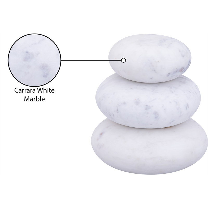 Meridian Furniture Pumpkin White Marble 3pc. Decorative Object