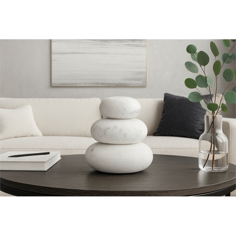 Meridian Furniture Pumpkin White Marble 3pc. Decorative Object