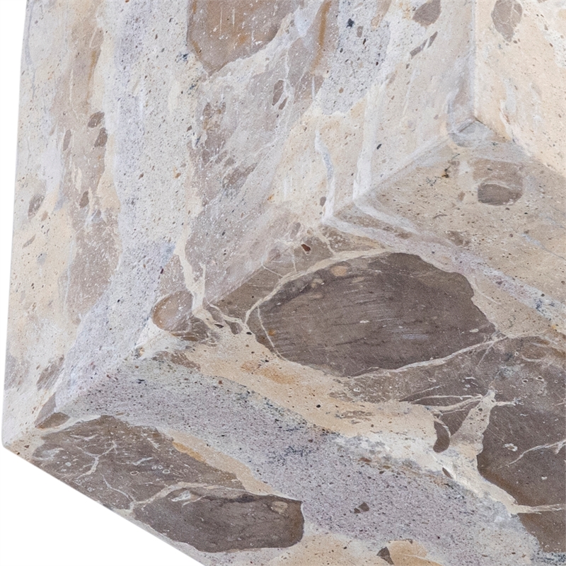 Meridian Furniture Block Beige Marble Decorative Cube