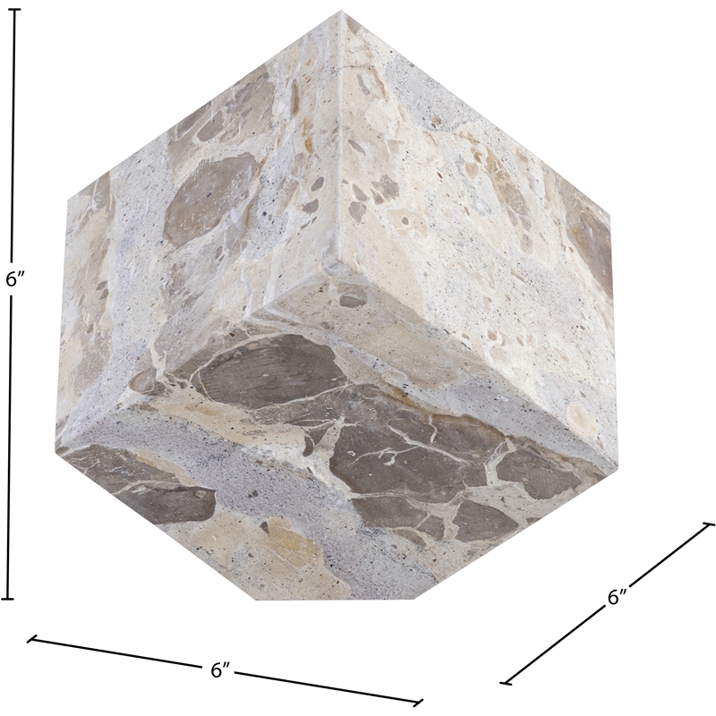Meridian Furniture Block Beige Marble Decorative Cube