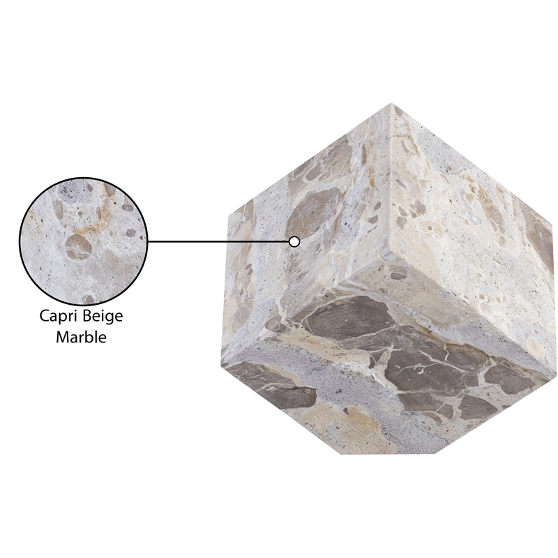 Meridian Furniture Block Beige Marble Decorative Cube