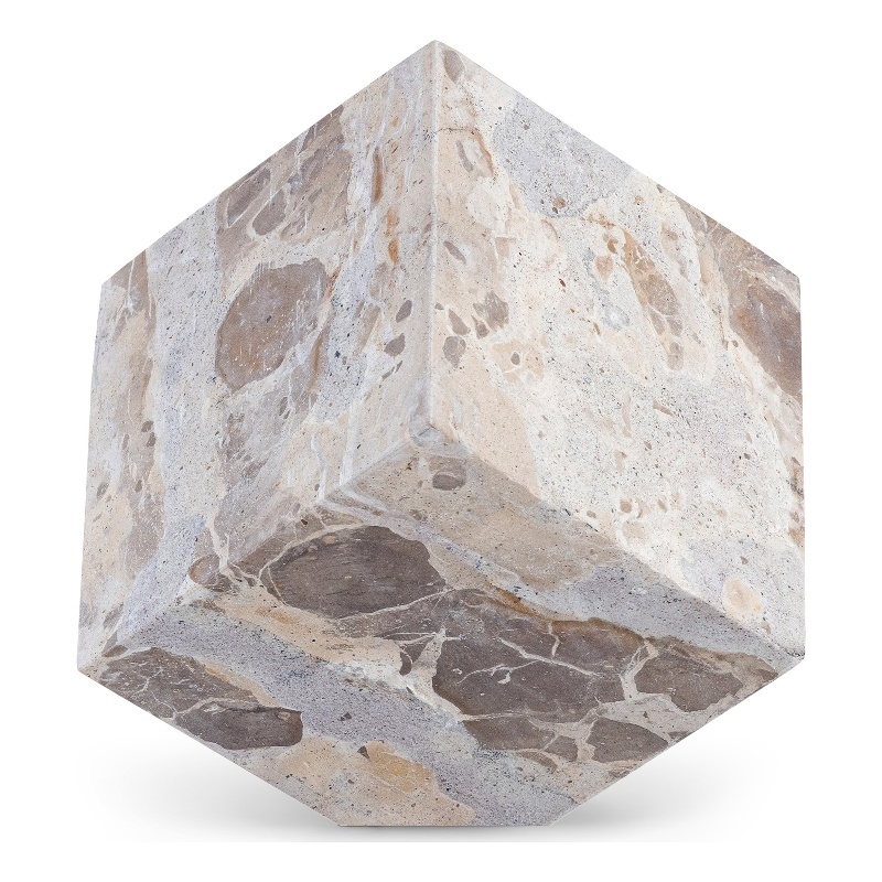 Meridian Furniture Block Beige Marble Decorative Cube