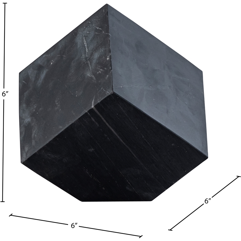 Meridian Furniture Block Black Marble Decorative Cube