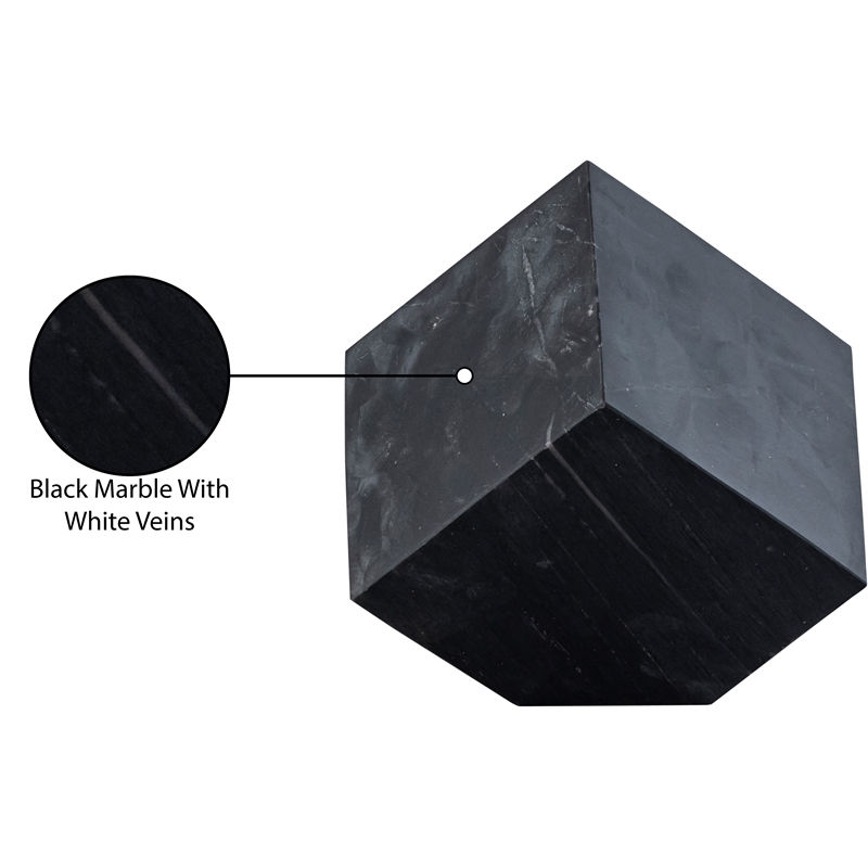 Meridian Furniture Block Black Marble Decorative Cube