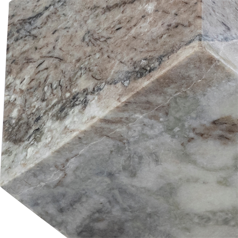 Meridian Furniture Block Brown Marble Decorative Cube