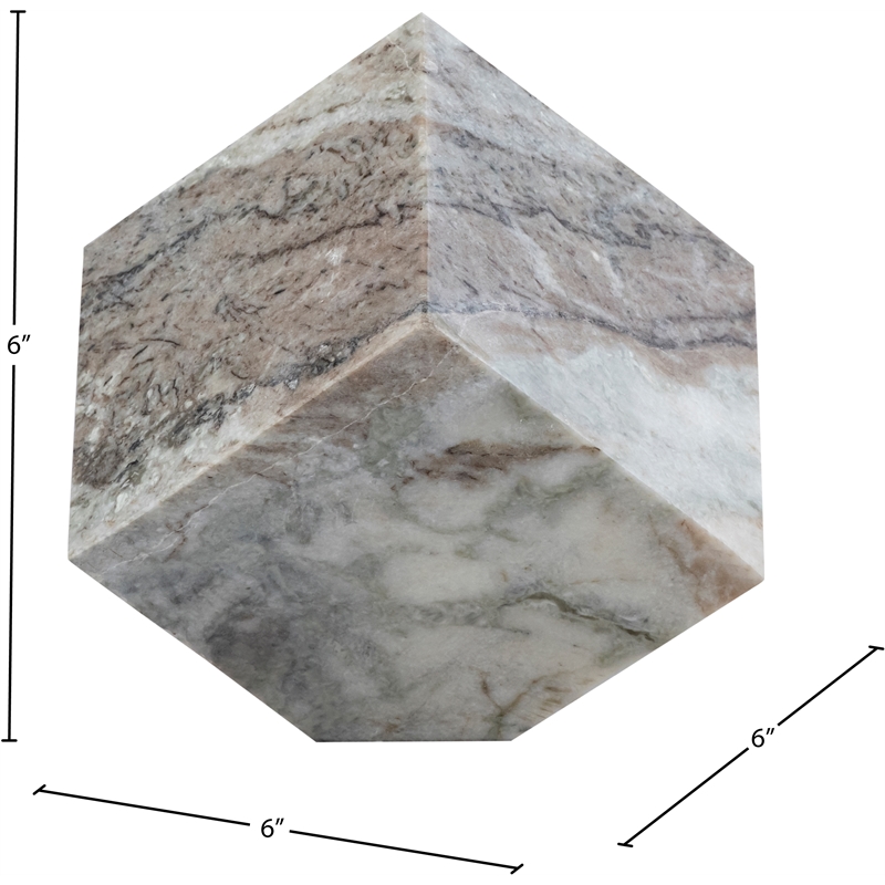 Meridian Furniture Block Brown Marble Decorative Cube
