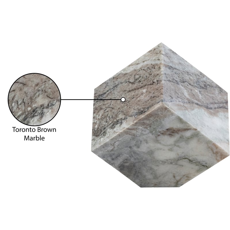 Meridian Furniture Block Brown Marble Decorative Cube