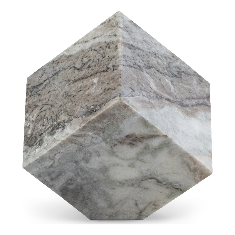 Meridian Furniture Block Brown Marble Decorative Cube