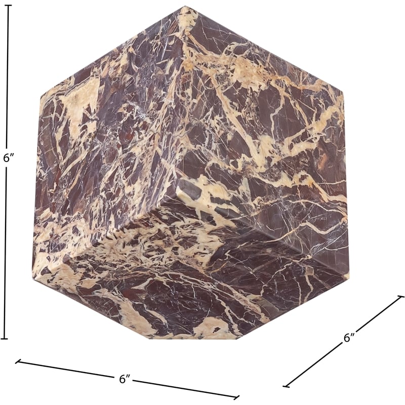 Meridian Furniture Block Cherry Marble Decorative Cube