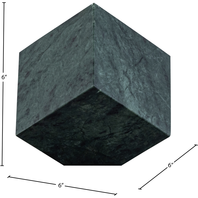 Meridian Furniture Block Green Marble Decorative Cube